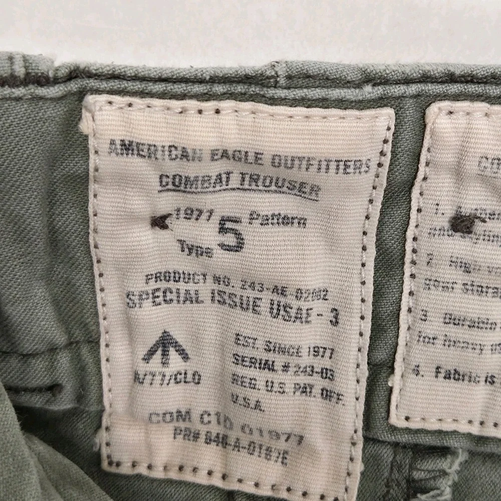 VTG American Eagle Mens Size 28 Combat Trouser Cutoffs Olive Green 30×12.5 Cargo